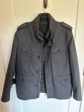 Black Rivet Charcoal Gray Military-Style Field Jacket